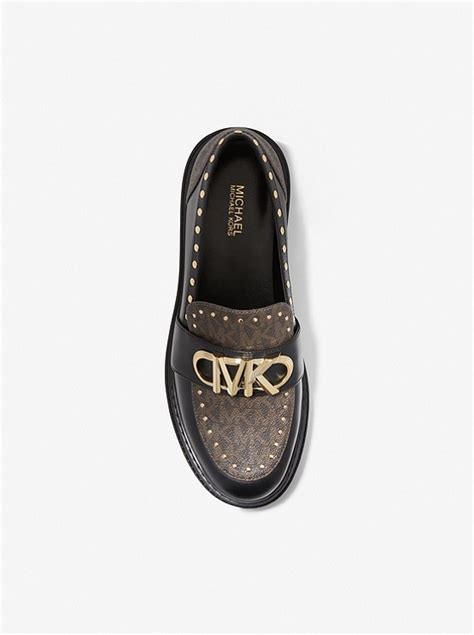 michael michael kors parker studded leather and logo loafer